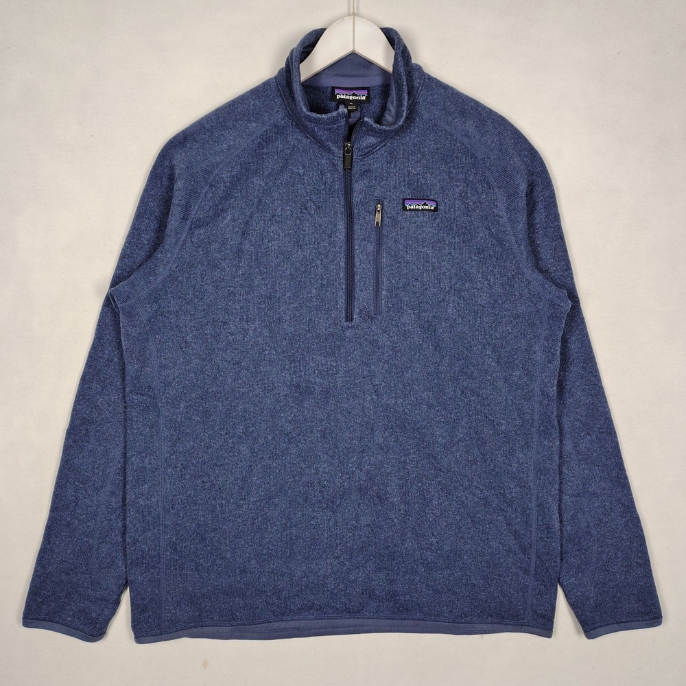 Patagonia Better Sweater Quarter Zip Fleece Pullover Blue XL Heathered Knit